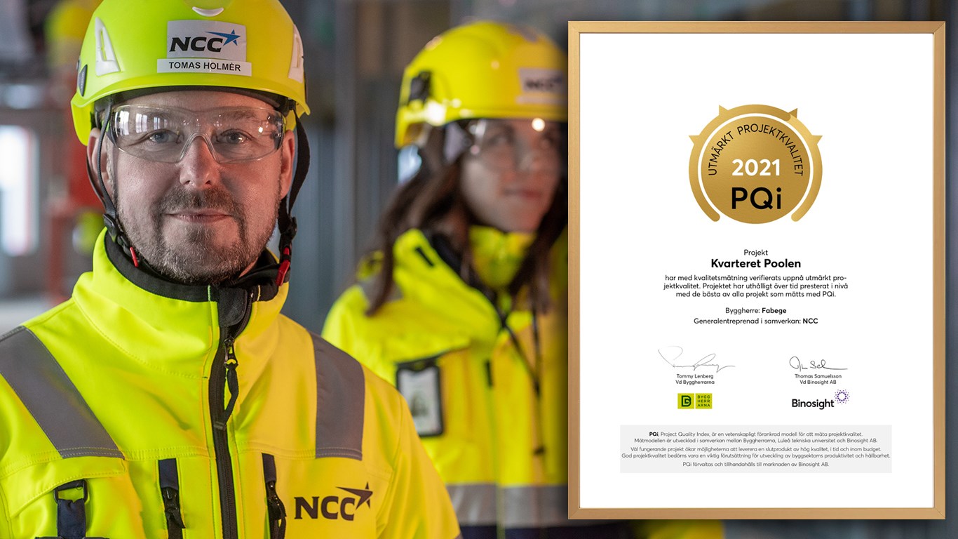 Tomas Holmér, projektchef på NCC, här tillsammans med Elsa Häggström i Fabeges projekt Poolen.